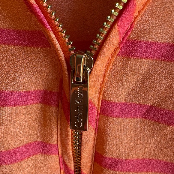 Calvin Klein Orange and Pink Striped Zip-Pocket Tunic - Picture 3 of 3